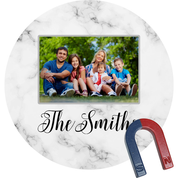 Custom Family Photo and Name Round Fridge Magnet