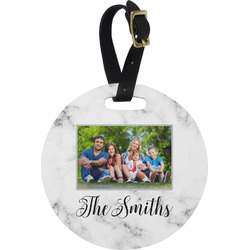 Family Photo and Name Plastic Luggage Tag - Round