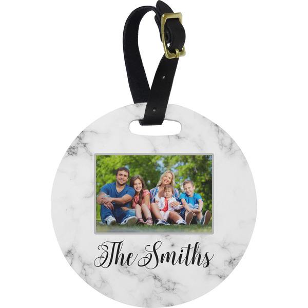Custom Family Photo and Name Plastic Luggage Tag - Round