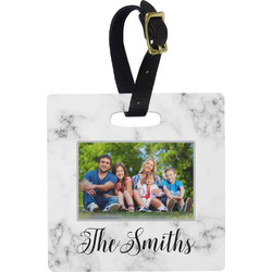 Family Photo and Name Plastic Luggage Tag - Square