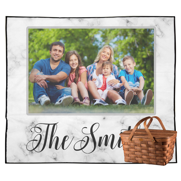 Custom Family Photo and Name Outdoor Picnic Blanket