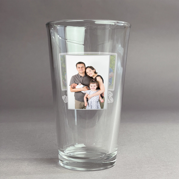 Custom Family Photo and Name Pint Glass - Full Color Logo