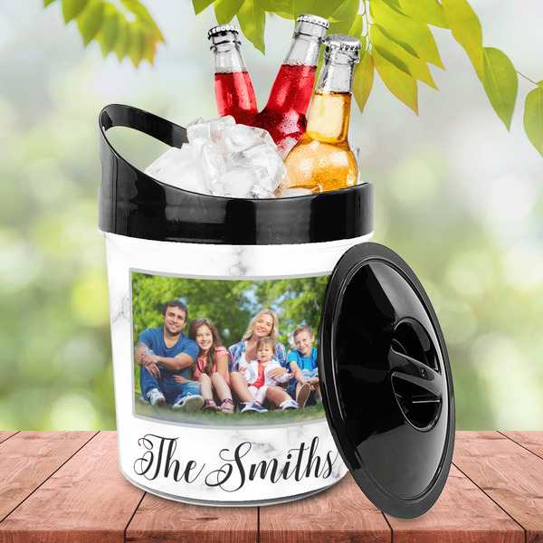 Family Photo and Name Plastic Ice Bucket - Lifestyle