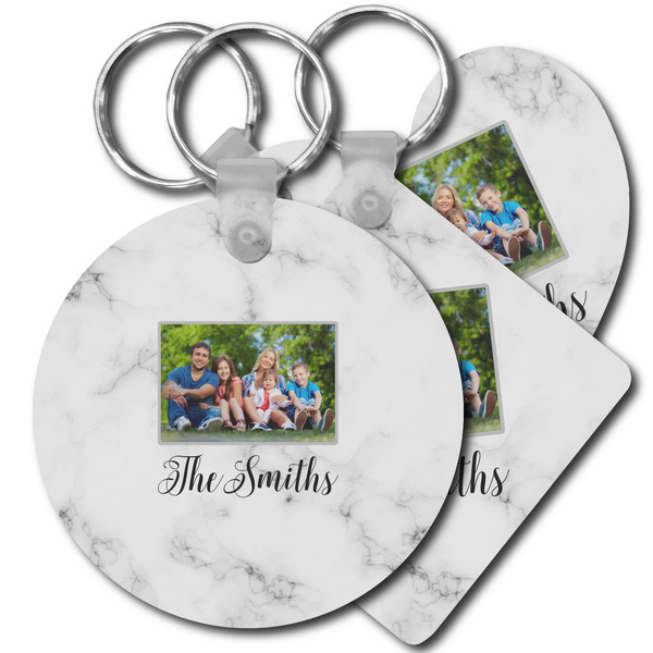 Custom Family Photo and Name Plastic Keychain
