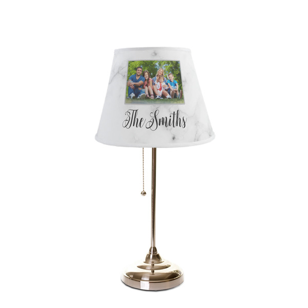 Family Photo and Name Poly Film Empire Lampshade - On Stand