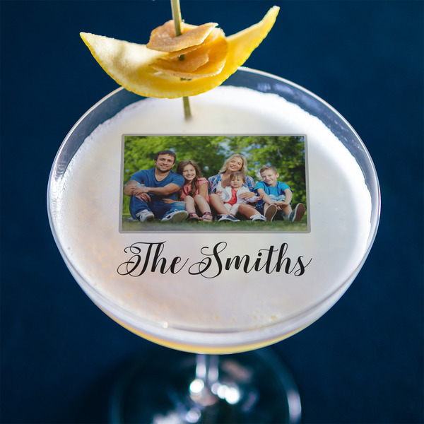 Family Photo and Name Printed Drink Topper - XLarge - In Context
