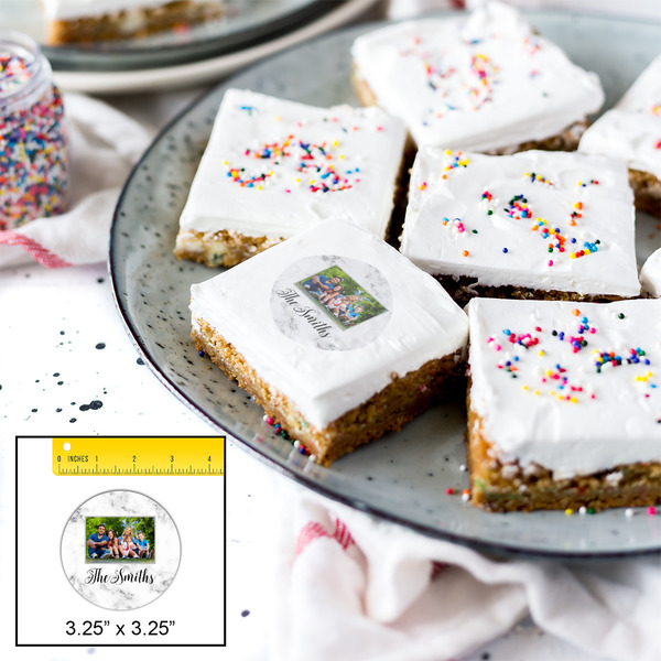 Family Photo and Name Printed Icing Circle - Large - In Context