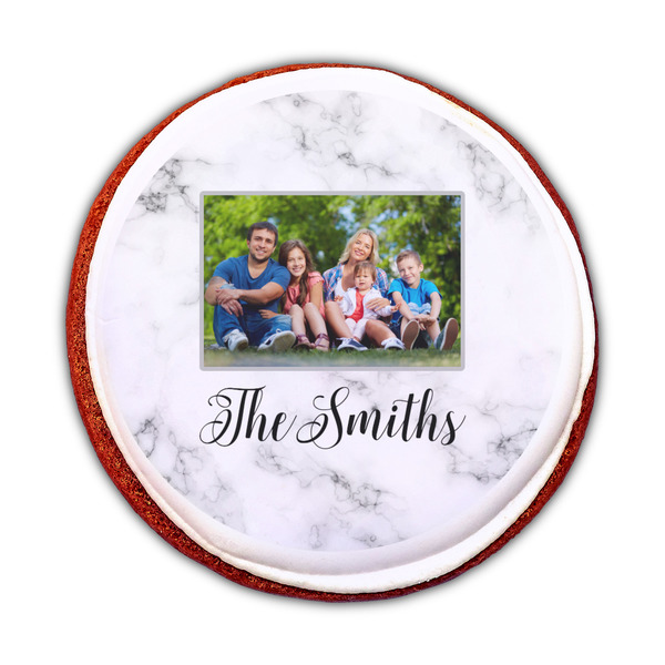 Family Photo and Name Printed Icing Circle - Medium - On Cookie