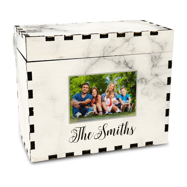 Custom Family Photo and Name Wood Recipe Box - Full Color Print