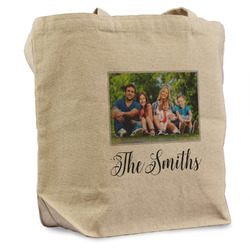 Family Photo and Name Reusable Cotton Grocery Bag - Single