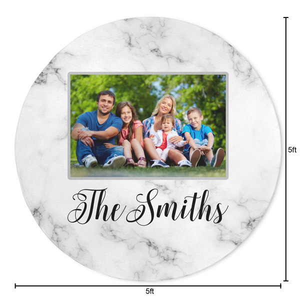 Family Photo and Name Round 5ft Indoor Rug - Dimensions
