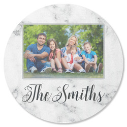 Family Photo and Name Round Rubber Backed Coaster - Single