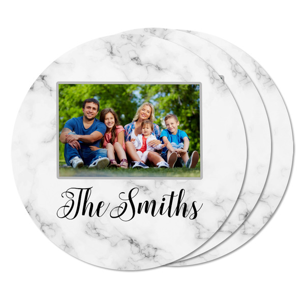 Family Photo and Name Round Fridge Magnet - THREE