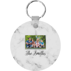 Family Photo and Name Round Plastic Keychain