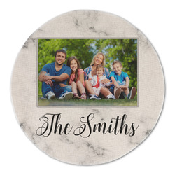 Family Photo and Name Round Linen Placemat