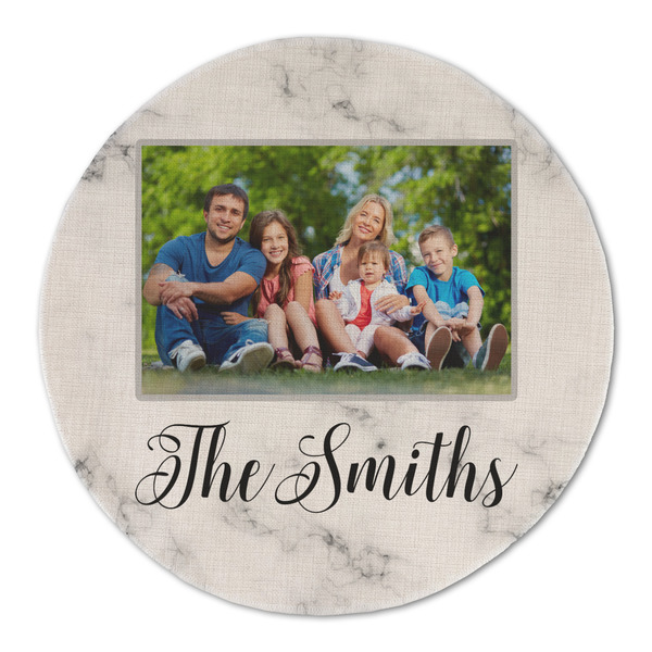 Custom Family Photo and Name Round Linen Placemat