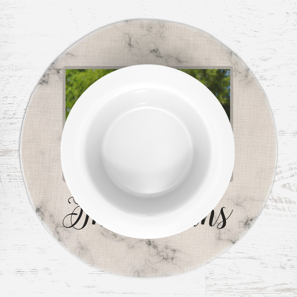 Family Photo and Name Round Linen Placemats - LIFESTYLE (single)