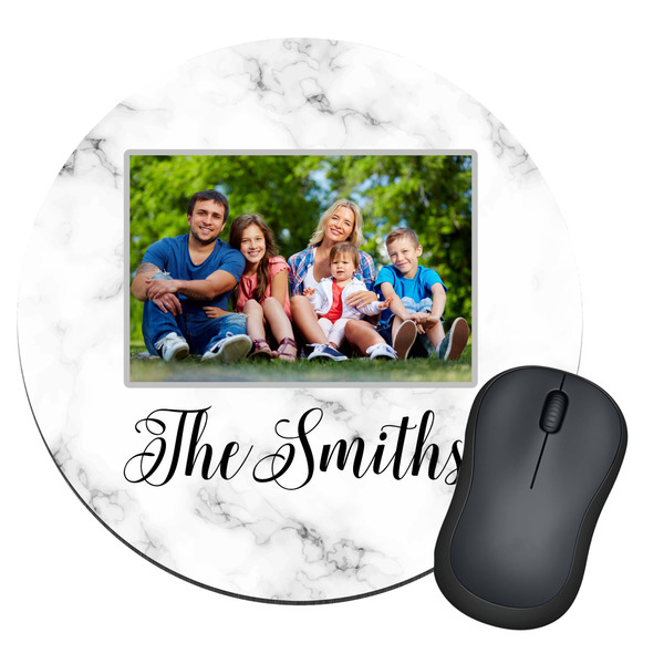 Custom Family Photo and Name Round Mouse Pad