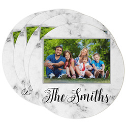 Family Photo and Name Round Paper Coasters