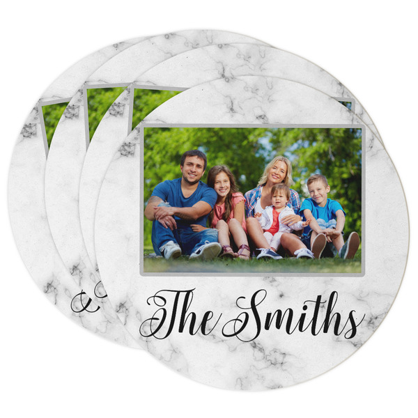 Custom Family Photo and Name Round Paper Coasters