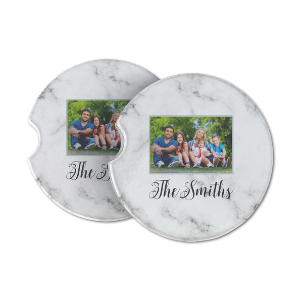 Custom Family Photo and Name Sandstone Car Coasters - Set of 2