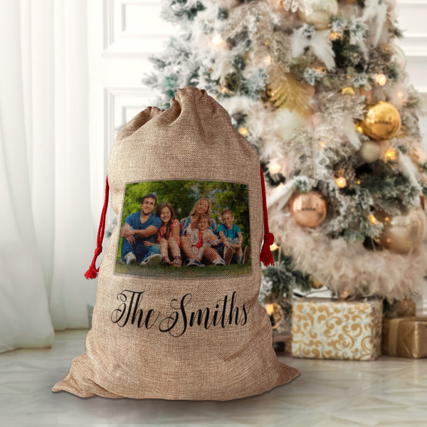 Family Photo and Name Santa Bag - Lifestyle