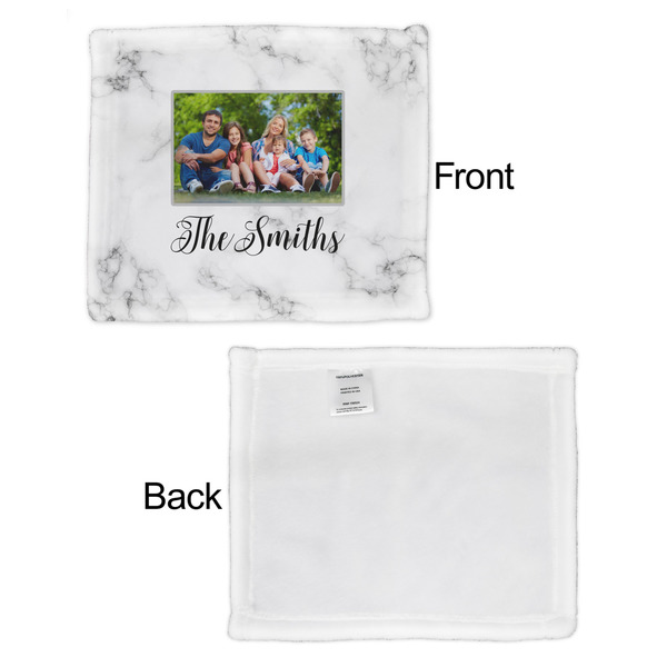 Family Photo and Name Security Blanket - Front & White Back View