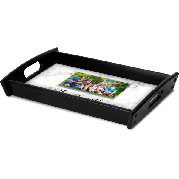 Family Photo and Name Serving Tray Black - Corner