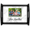 Family Photo and Name Black Wooden Tray - Large