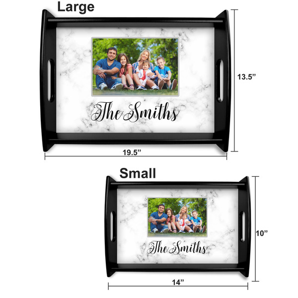 Family Photo and Name Serving Tray Black Sizes