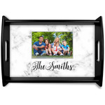 Family Photo and Name Black Wooden Tray - Small