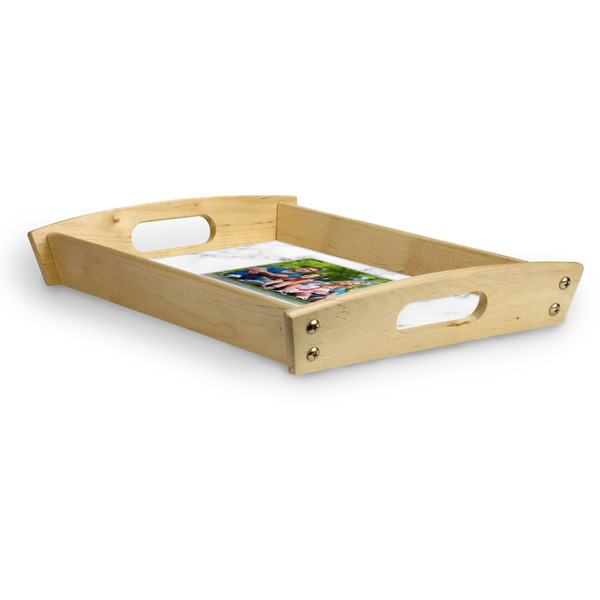 Family Photo and Name Serving Tray Wood Small - Corner