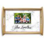 Family Photo and Name Natural Wooden Tray - Small