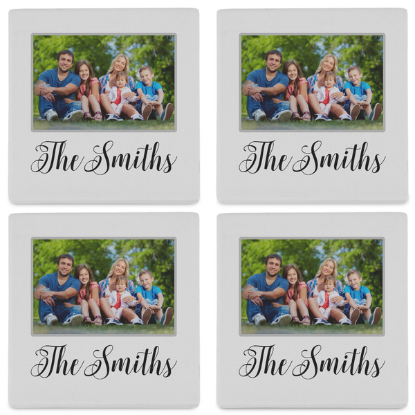 Family Photo and Name Set of 4 Stone Coasters - See All 4 View