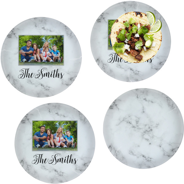 Custom Family Photo and Name Glass Lunch / Dinner Plate 10" - Set of 4