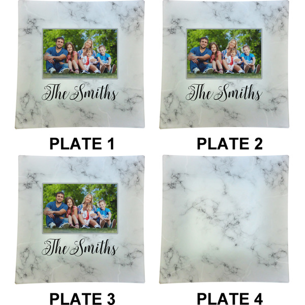 Family Photo and Name Set of Square Dinner Plates (Approval)