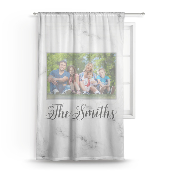 Custom Family Photo and Name Sheer Curtain - 50" x 84"