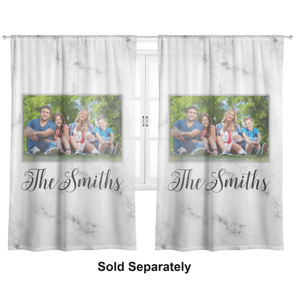 Family Photo and Name Sheer Curtains Double