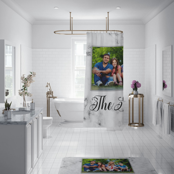 Family Photo and Name Shower Curtain - Custom Size