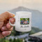 Family Photo and Name Single Shot Espresso Cup - Lifestyle in Hand