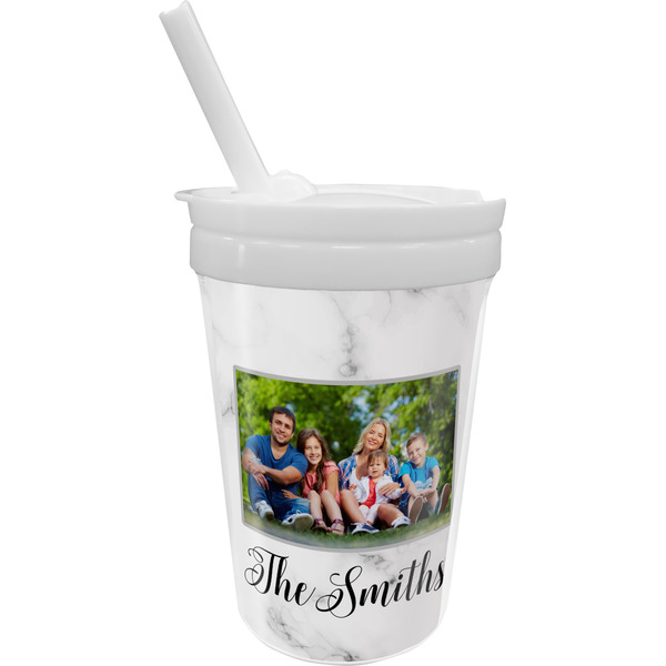 Custom Family Photo and Name Sippy Cup with Straw