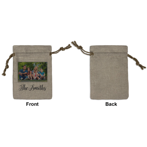 Family Photo and Name Small Burlap Gift Bag - Front Approval