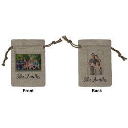 Family Photo and Name Burlap Gift Bag - Small - Double-Sided