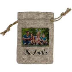 Family Photo and Name Burlap Gift Bag - Small - Single-Sided