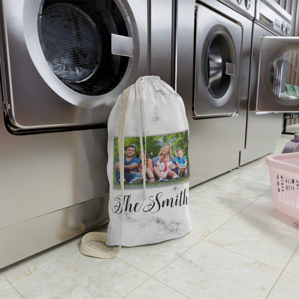 Family Photo and Name Small Landry Bag - In Context