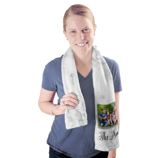 Family Photo and Name Sport Towel - Exercise use - Model