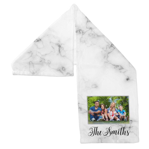 Family Photo and Name Sports Towel Folded - Both Sides Showing