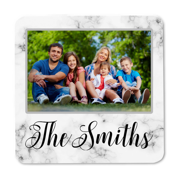 Family Photo and Name Square Fridge Magnet - FRONT