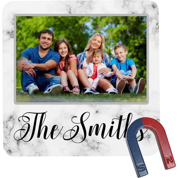 Custom Family Photo and Name Square Fridge Magnet