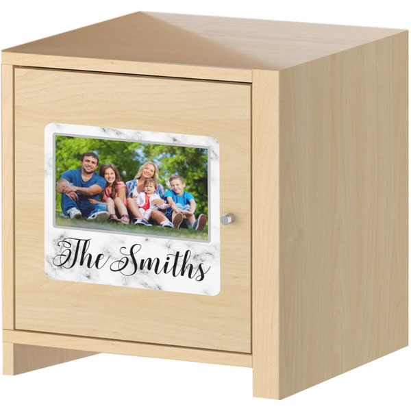 Family Photo and Name Square Wall Decal on Wooden Cabinet